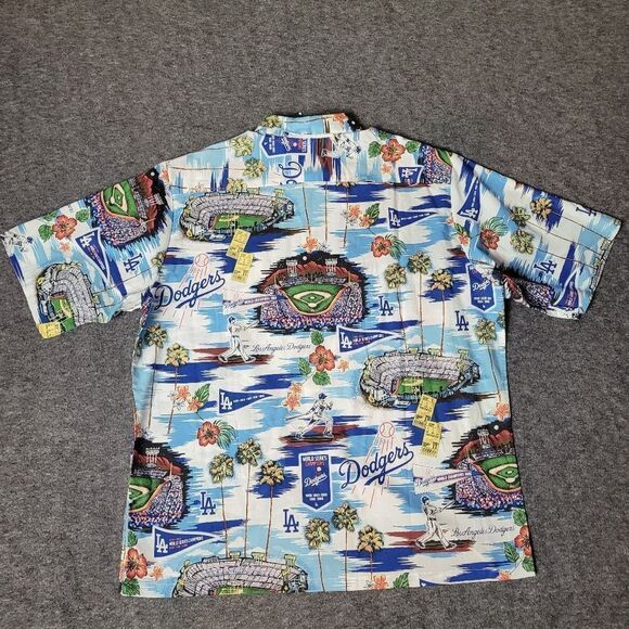 Los Angeles Aloha Dodgers Shirt Mens Sz L Reyn Spooner MLB Hawaiian Baseball New - Picture 3 of 16
